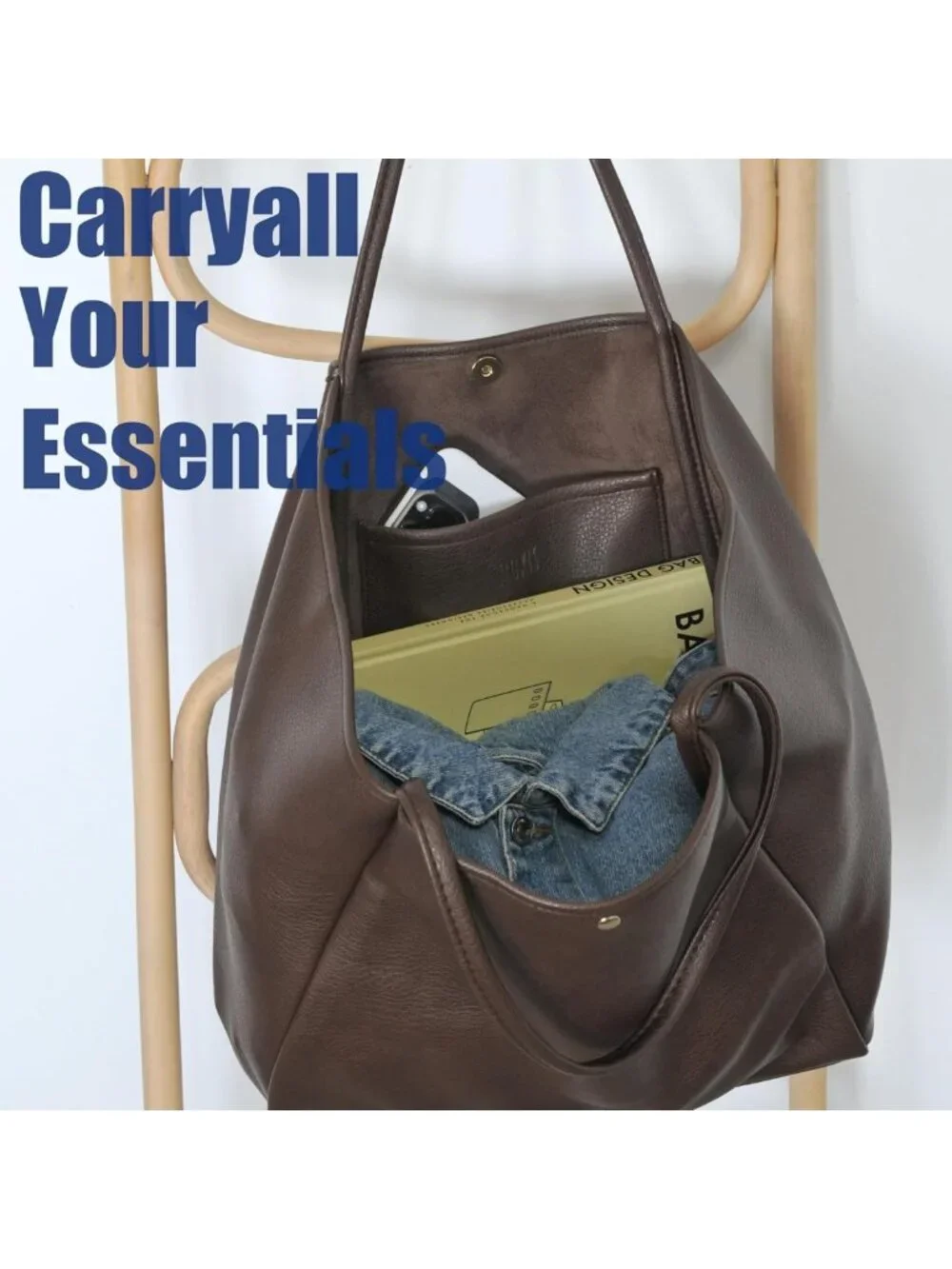 Oversized PU Leather Tote Bag for Women | Stylish Weekender Shopper Purse